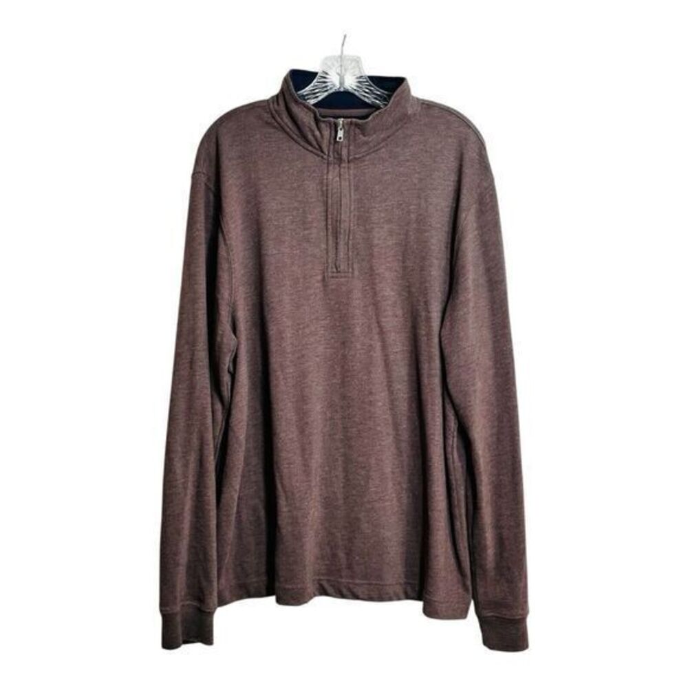 Saddlebred‎ Mens Size L Brown Quarter Zip Long Sleeve Pullover Sweater